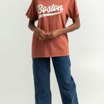 Full Tilt Tilly's Faded Burgundy Red Boston Retro Women's Oversized Graphic Tee Photo 3