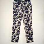 Tory Burch Dayton Floral Velvet Pants Size 8 Ivory Purple Flocked Photo 9