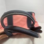 J.Crew Canvas Tote Bag Pink Navy Blue Handles Lined Interior Medium Size Cotton Photo 7