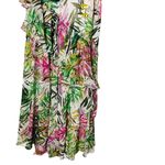 Badgley Mischka Palm Print Ruffle Pink Green Maxi Dress Size 4 Photo 15