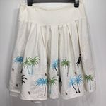 Carole Little Linen Blend Pleated Beaded Skirt Palm Trees Statement Beach Size 4 Photo 1