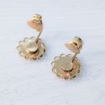 Vintage Clip On Earrings Gold Tone with Pink Flower Floral Design Photo 3