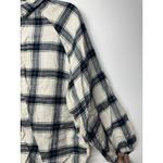 American Eagle  Women’s Medium Plaid Flannel Button-Up Shirt Black White Photo 3