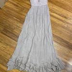 Free People  Crochet Lace Strapless Maxi Dress Beige Size XS Boho Summer Ruffle Photo 0