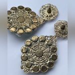 Gold Filigree Rose Earrings dangle drop flowers boho renaissance vintage large Photo 6