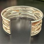 Vintage 925 Sterling Silver Modernist Brutalist Wrinkled Rippled Cuff Bangle Photo 6