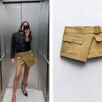 ZARA  Belted Cargo Skort Tan Wrap Style Utility Pockets XS y2k boho glam whimsi Photo 1