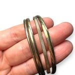 Womens Set of 4 Metal Fashion Statement Bracelet Bangles Gold Tone Photo 3