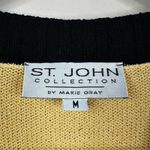 St. John Collection St. John Cardigan Womens Medium Yellow Black Santana Knit Button Front Sweater Photo 4