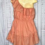 Free People NWT Sz L Guava Lovers Lane Ruffle One Shoulder Mini Dress w/ Pockets Photo 2