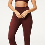 Good American Shine Seamless Leggings Ribbed Brown Size 1/2 Small Medium Ankle Photo 0