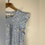 Sundays Light Blue White Floral Smocked Gauze Beachy Shae Dress Women’s Sz S Photo 3