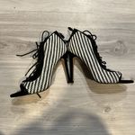 ZARA  Elegant Black and‎ White Striped Women's Heels Photo 7