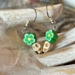 Dainty Tiny Skull Bracelet Earring Set Whimsigoth Bundle Green Photo 3