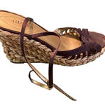 Guess #165   Women's Brown and Ratan Wedge Sandals Photo 0