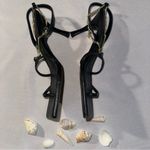 ALOHAS • Leather Straps Chain Black Square Toes Heels Summer Spain Sz 39 Size 8 Photo 3