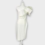 Chiara Boni Elisse Dress Women's 46 White One Shoulder Ruffle Sheath Knee Length Size 10 Photo 4
