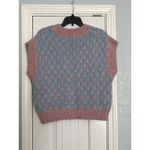 ZARA Sweater Vest Small Checkerboard Pastel Oversized Wool Blend Preppy Photo 3