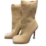 EGO  Womens Square Toe Textured Stiletto Ankle Sock Booties Nude  US SIZE 6 Photo 1