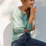 Anthropologie Maeve Devine Sweater Tunic Top Mint Green Knit Soft Ribbed Medium Photo 1