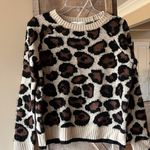 Planet Gold Sweater  Leopard Print Brown Crewneck Womens Small Photo 0
