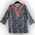 RockFlowerPaper BluThreads Millie Navy Blue 100% Cotton Embroidered Kurta Tun… Size M Photo 1