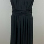 Evan Picone  Dress 6 Black Ruched Beaded Pleat Halter A-Line Cocktail Knee Length Photo 0