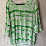 Erin London Green And White Tie Dye Bell Sleeve Top Size XXL Photo 0