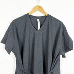Lululemon Side Tie V-Neck T-Shirt Size 4 Heathered Black Oversized Workout Photo 3