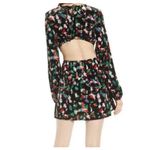 Open Edit Aqua Velvet Cutout Mini Dress Long Sleeve Black Multicolor Print Size Medium Photo 4