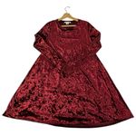 Say What? Say What? Crushed Velvet Long Sleeve Dress Women’s Medium Burgundy Holiday Party Photo 3