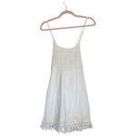 l*space L Aloha Mini Dress Crochet Fringe Floral White Coverup Summer Size Medium Photo 1