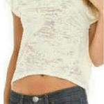 BCBGeneration BCBG Burnout Top Tee Shirt Cream Beige Yellow Medium Photo 0