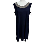 R & M Richards  Navy Blue Dress with Rhinestones & Sheer Cardigan Formal Wedding Photo 6