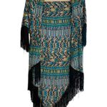 Love Tease shawl southwestern print fringed shirt sleeves longer in back Sz SM Photo 0