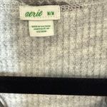 Aerie  Zebra Print Henley Long Sleeve Top Womens M Gray White Waffle Knit Photo 2