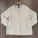 Eileen Fisher  Woman Textured 100% Silk Open Front Jacket Butter Yellow Cream 1X Photo 4