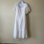 Lane Bryant  Eyelet Dress 20 White Lined Tiered Puff Sleeve‎ Boho Beachy Feminine Photo 7