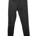 ZARA  Black Mid Rise Super Skinny Distressed Raw Hem Stretch Crop Denim Jeans 2 Photo 0