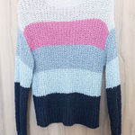 Z Supply  Womens Striped Sweater Size XL Multicolor Open Knit Boho Coastal Cozy Photo 0