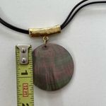 Cookie Lee Vintage  Capiz Shell on Black Leather Cord Disc Women’s sz 17” Photo 7