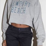 Brandy Melville  John Galt Grey Cropped Oversized Newport Beach Hoodie One Size Photo 0