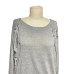 Nation Ltd ‎ Heather Gray Pullover Fringe Long Sleeve Top Size Small Photo 1