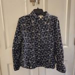 Rafael Essential navy long sleeve eyelet geo print cotton blue collar shirt L Size L Photo 6