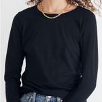 Madewell Top Whisper Cotton Rib-Crewneck Long-Sleeve Tee True Black XXS NWT New Photo 0