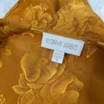 RONNY KOBO Top Womens Large Silk Satin Mustard Yellow Gold Floral Holiday Office Photo 8