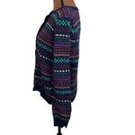 Talbots  navy wool blend fair isle colorful sweater cardigan with sequins size L Photo 2