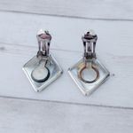 Vintage Clip On Earrings Statement Black & Cream Diamond Shape Photo 2