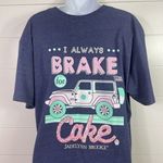 Jadelynn Brooke Short Sleeve V-Neck I Always Brake for Cake Tee Shirt Blue sz L Photo 6