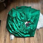 Mac Duggal IEENA FOR  Satin Puff Sleeve Gown In Emerald Green Photo 3